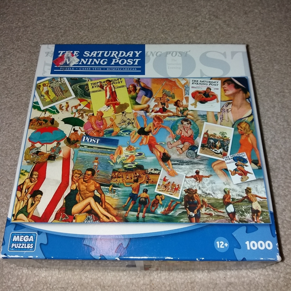 Mega Puzzles 1000 The Saturday Everything At the Beach 27×19" Used All Pieces Th